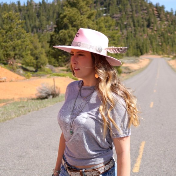 Charlie 1 Horse Western Felt Hat Sidewinder Pink - Picture 6 of 6